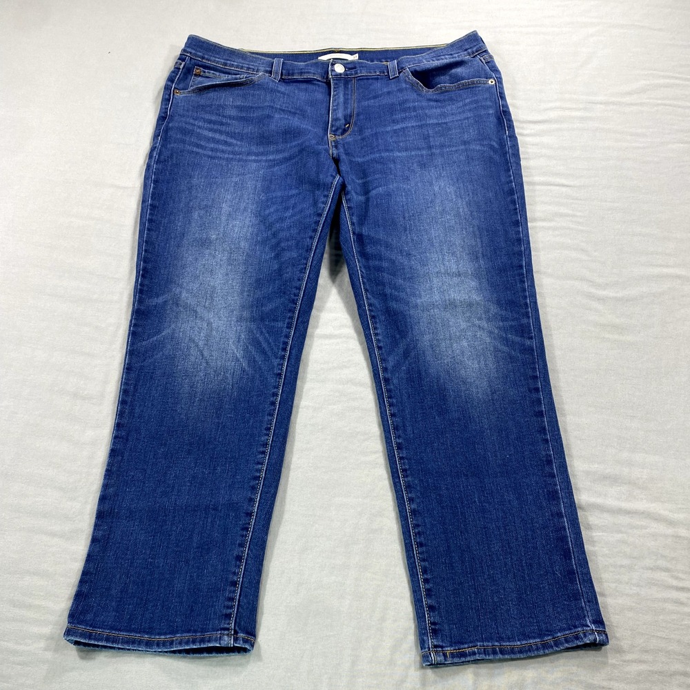 Levis‎ Boyfriend Jeans Womens 36x25 Blue Denim Mid Rise Casual Comfort Stretch ^